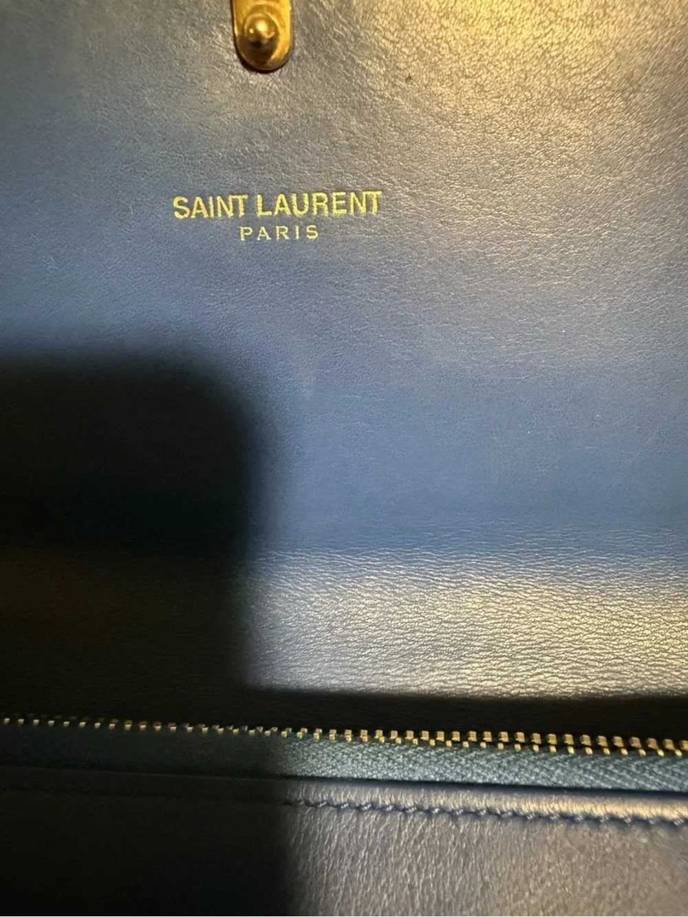 Saint Laurent YSL Classic Y Line Blue Leather Long Zip Wallet